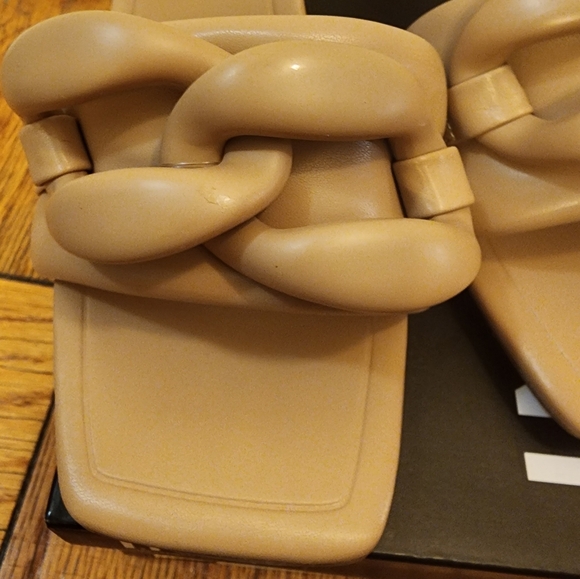 Beige Kitten Heel Slides - Picture 3 of 7
